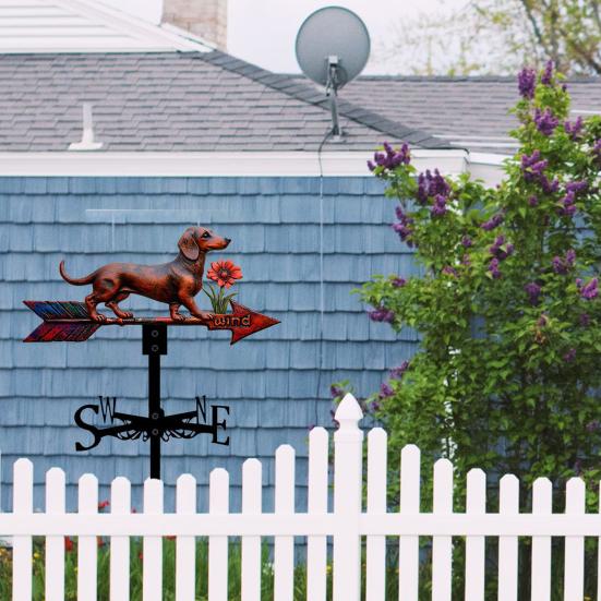 Metal Weather Vane Outdoor Wind Indicator Rustic Style Dog Wind
