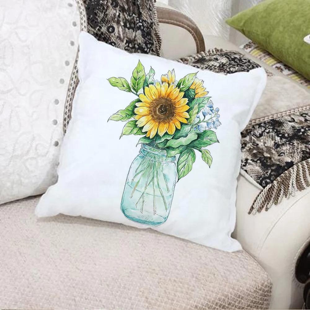 Sunflower Pattern Decorative Pillowcase Living Room Office Decoration Home Pillowcase