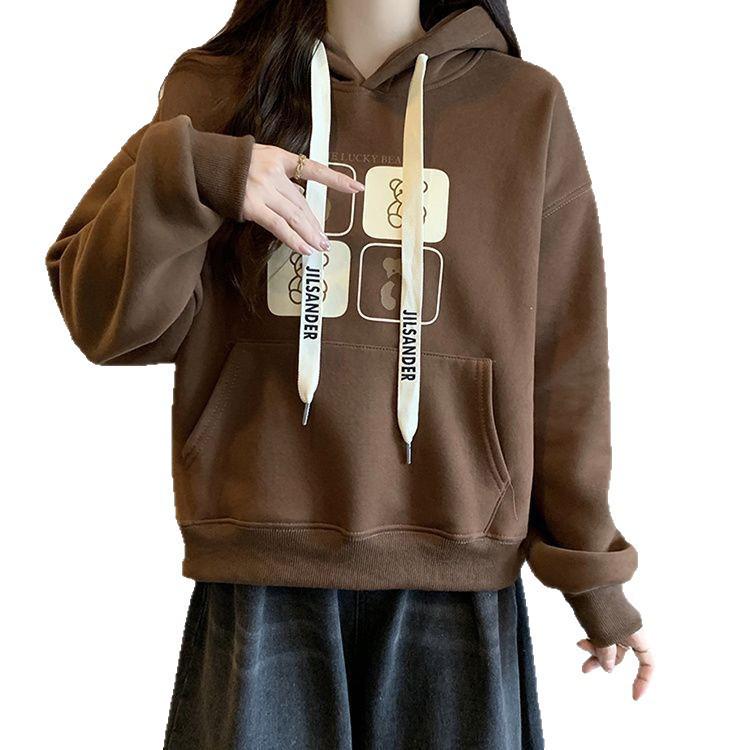 Plus Size Hooded Sweatshirt for Women - Thick, Slimming, Autumn/Winter Print Design, Long Sleeve, Korean Style Jacket.