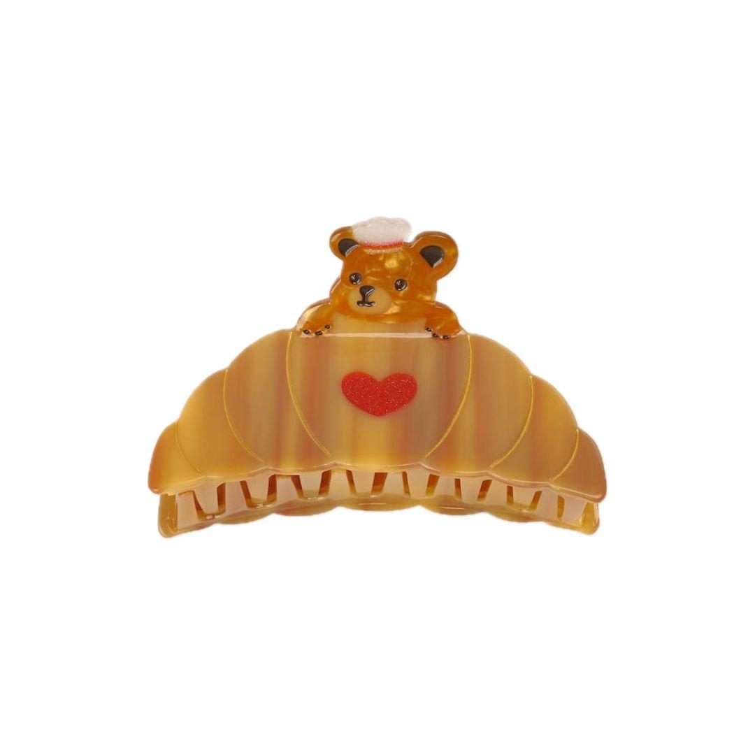 socks appeal hair clip croissant bear