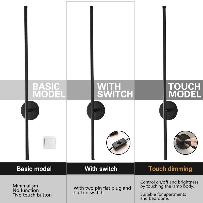 Lampă de perete LED modernă, tactilă, reglabilă, AC85-265V, pentru interior, 8w, 12w, 16w, 20w, pentru dormitor, pentru culoar și casă