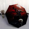 1pc Moonlit Skull amidst Twisted Trees Automatic Folding Umbrella - 3 Folding Design, Vivid Cartoon Pattern, Suitable for Outdoor Activities, A G