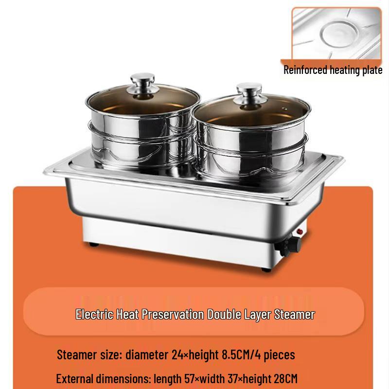Stainless Steel Electric Chafing Dish with Visible Flip-Top for Buffet & Breakfast