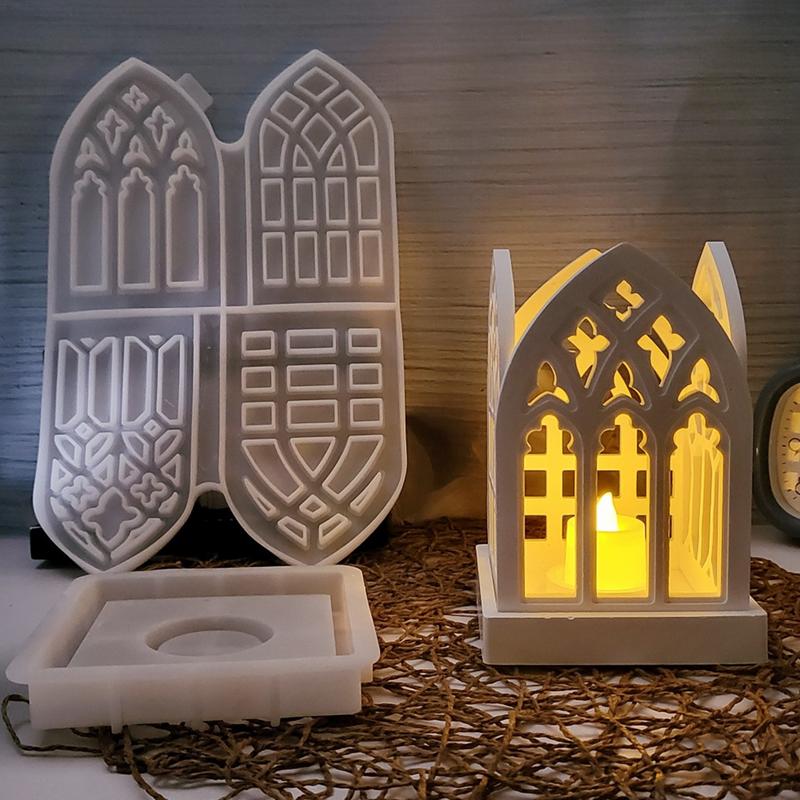Candlestick Molds Silicone Silicone Molds Plaster Mold Gothic Decor House Shape Resin Molds Candle Holder Molds Resin Casting