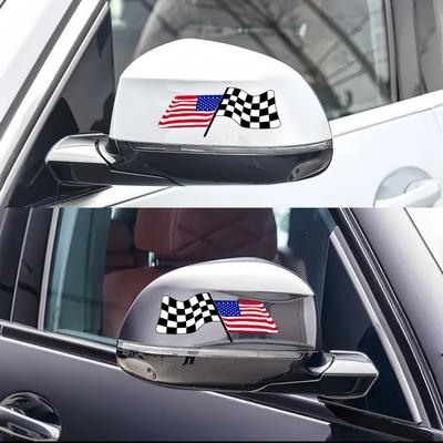 2 Stück amerikanische Rennflaggen-Logo-Autoaufkleber, gestaltet mit Flaggen als Designkonzept, geeignet für alle Auto-Dekorationszubehör