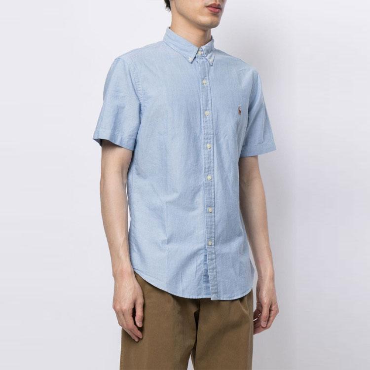 Polo Ralph Lauren SS22 Logo Embroidered Oxford Short Sleeve Shirt Men Shirts Blue 710787736-001