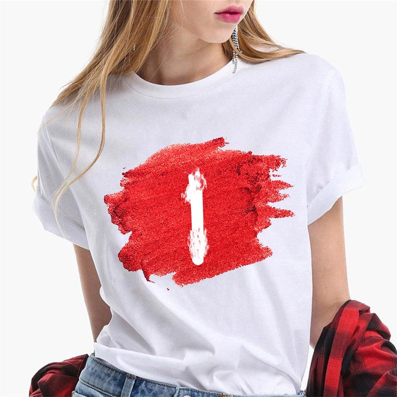 Women T Shirt Harajuku Summer 26 Alphabet K Print Woman Tee Tops Casual 90S Tshirt Femme Fashion Female T-Shirt