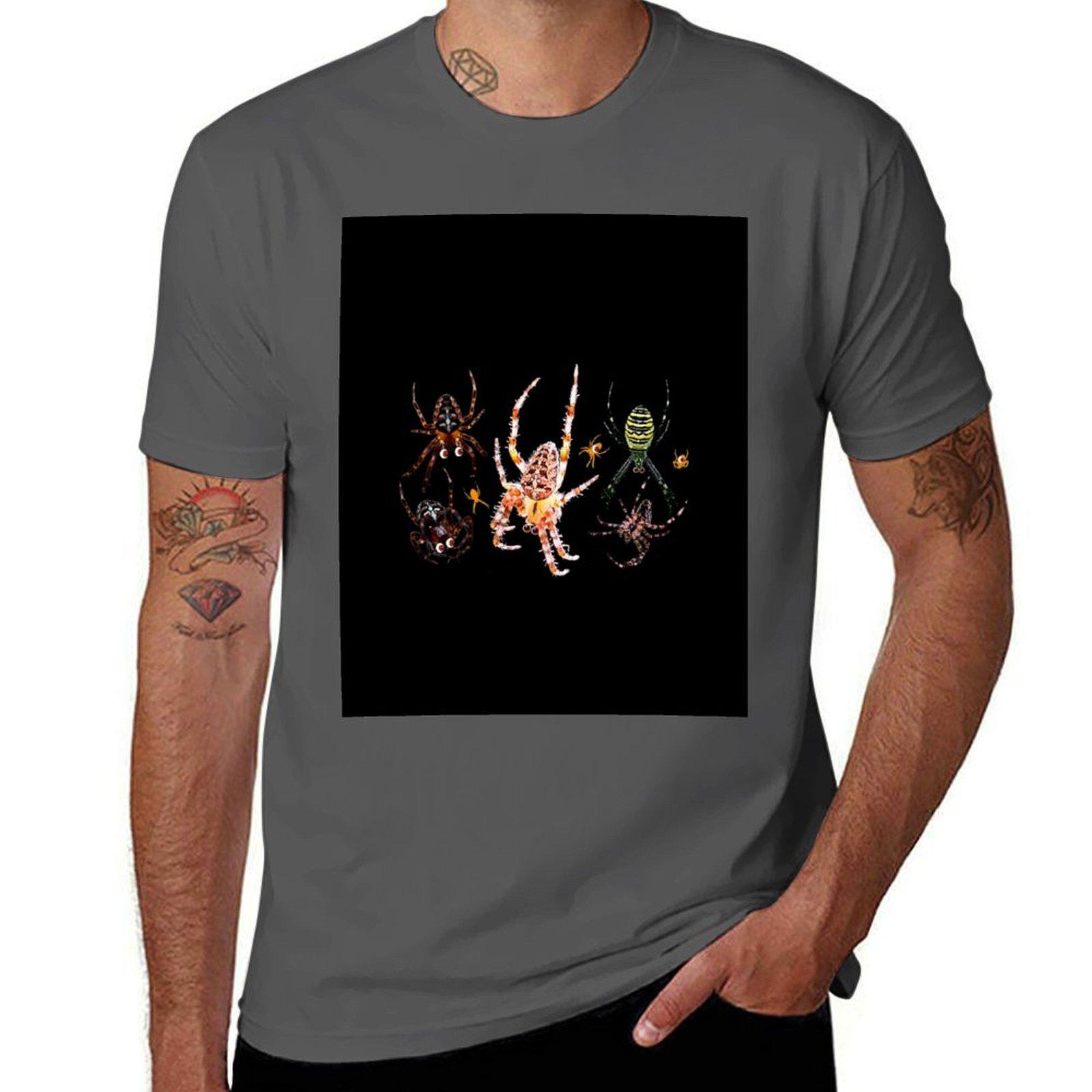 

Пауки - милые паукообразные подарки на Хэллоуин, простая футболка, жуткая футболка, мужская футболка, дизайнерская футболка 4XL