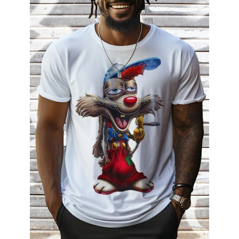 Sommer Herren Outdoor Freizeit Atmungsaktives T-Shirt Kurzarm Cartoon Tier 3D Gedrucktes Muster Groß Übergröße Locker Herren Kinder T-Shirt