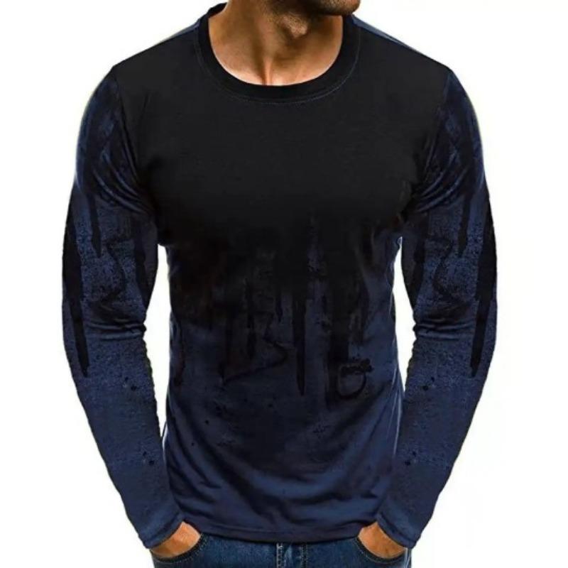 Printed Men's Pullover Long-sleeved Casual T-shirt Men