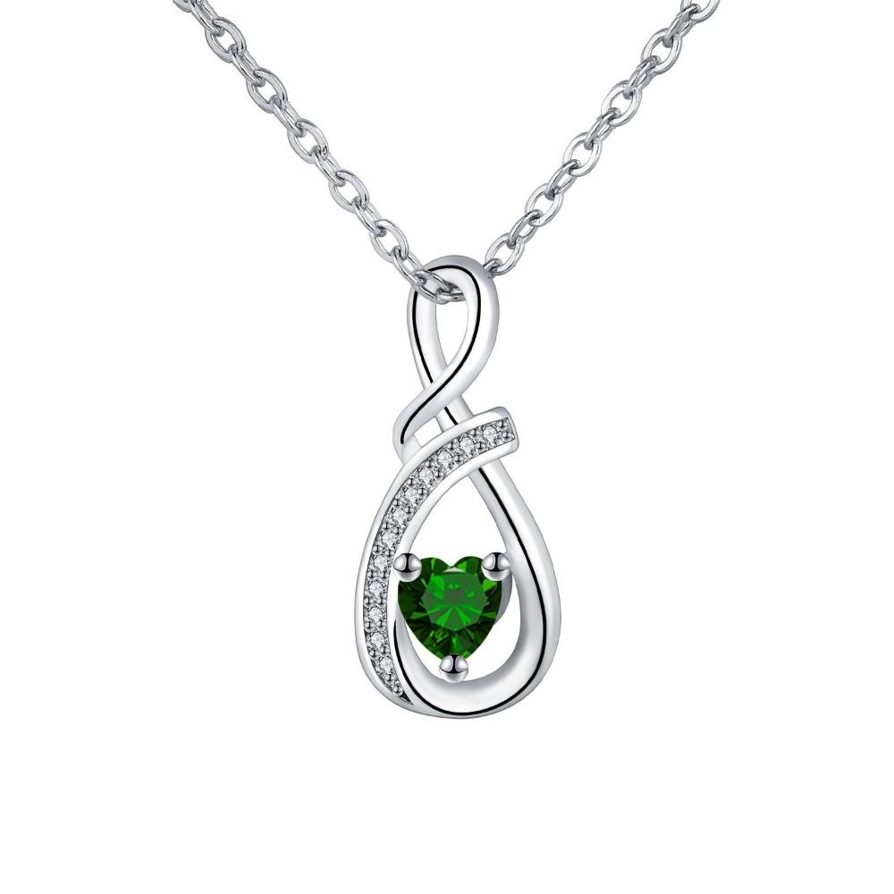 Birthstone Accent Infinity Heart Necklace Zircon Inlay Fashion Necklace Birthday Anniversary Gift