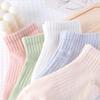 5 Pairs of Female Spring and Summer Thin Pure Color Massage Bottom Sweat Absorbing Sports Boat Socks