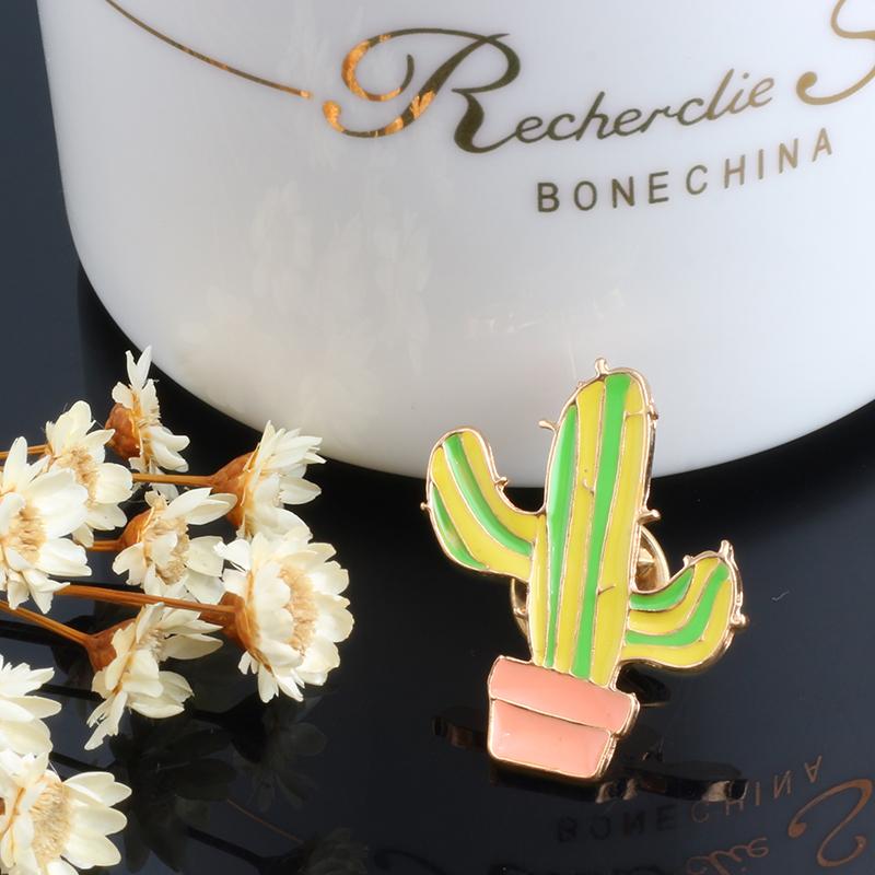 Potted Plant Cactus Enamel Pins Metal Lovely Badges Brooch Vintage Brooches For Women Jewelry Clothing Collar Lapel Accessories