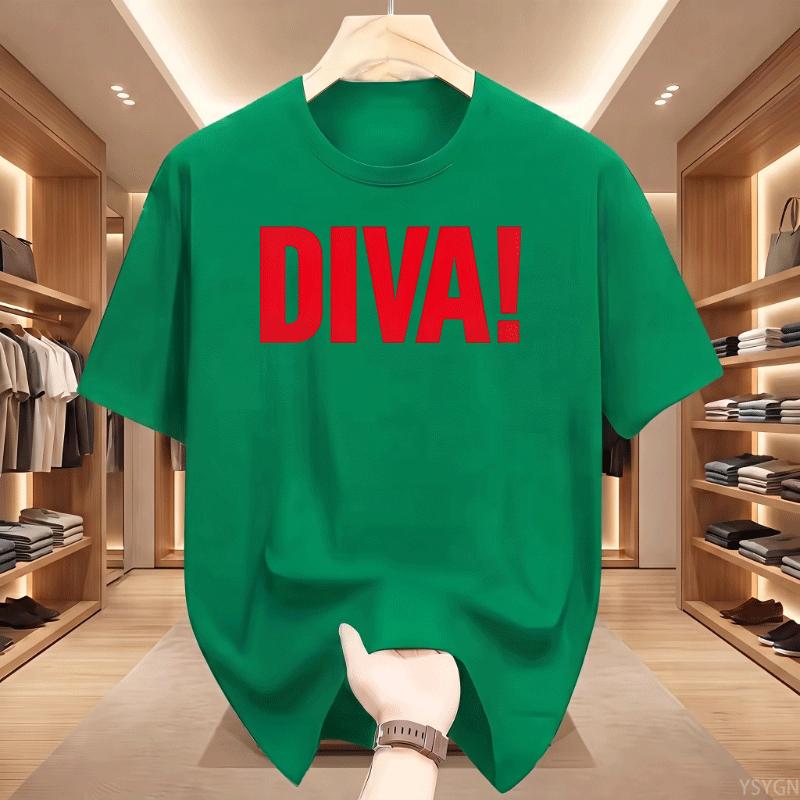 Cotton Unisex Unisex Diva T Shirts Graphic Unisex Tshirt Streetwear Funny Trendy Y2k Tshirt 90s Cotton Short Sleeve Unisexs Clothes