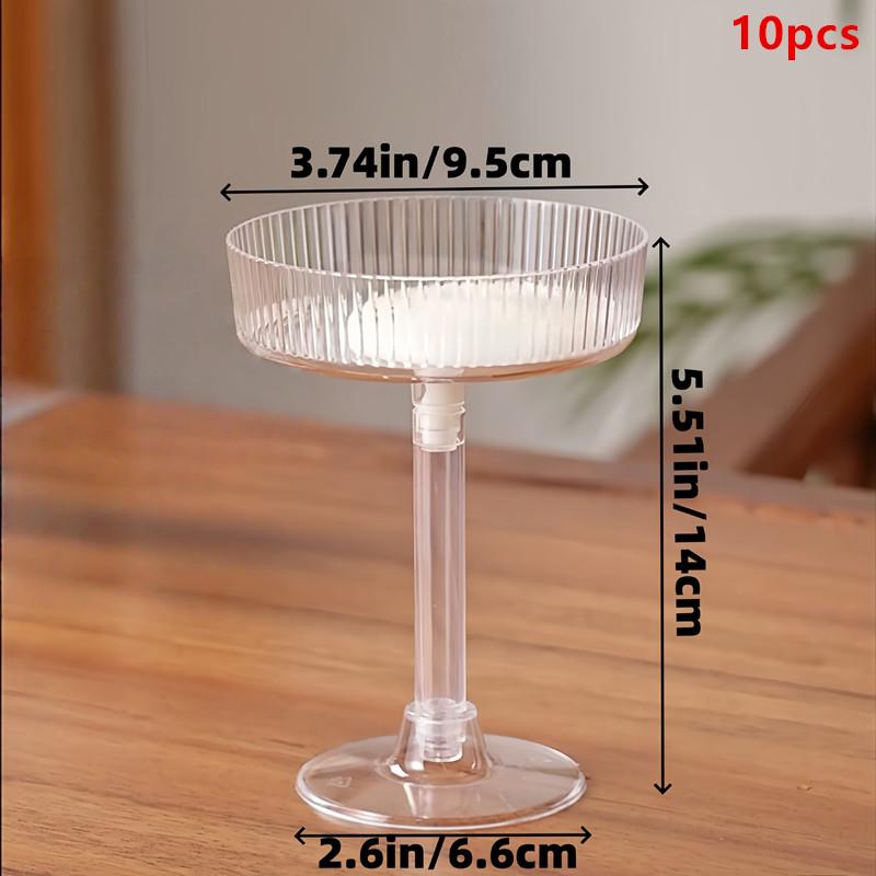 10Pcs Lightweight Transparent Plastic Martini Glasses Dessert Cups Toasting Flutes for Wedding Cocktail Night Event