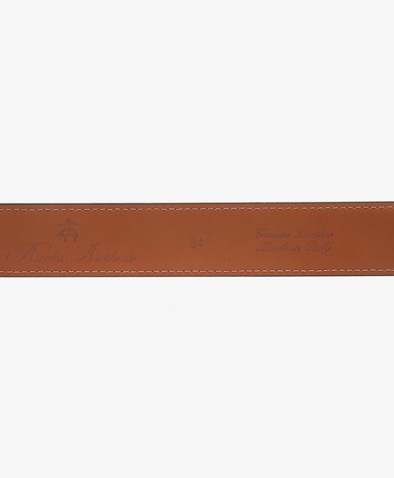 BROOKS BROTHERS Leather Silver Buckle Belt (Black) (50302065)