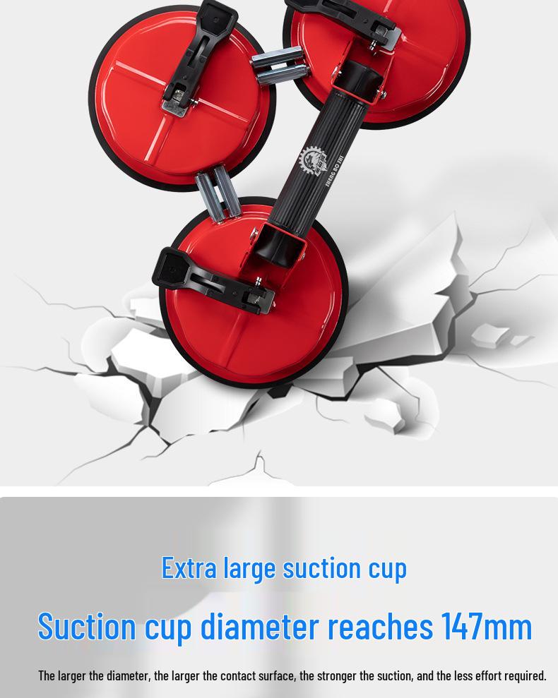 Heavy-Duty Glass Suction Cup with Thickened Aluminum Handle for Tiles, Marble, and Floors