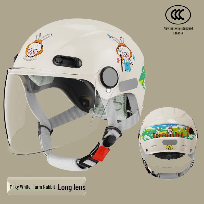 

Дитячий електричний мотоциклетний шолом із сертифікацією 3C та захистом від ультрафіолету – для всесезонного використання Cream Long Transparent Mirror