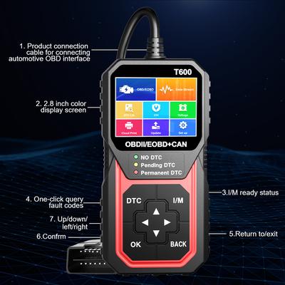 T600 Auto Diagnostický Nástroj OBDII Skener BD2 Čtečka Kódů Funguje Pro Všechna Auta Vymazat Kódy YM109 YM119 Vícejazyčný