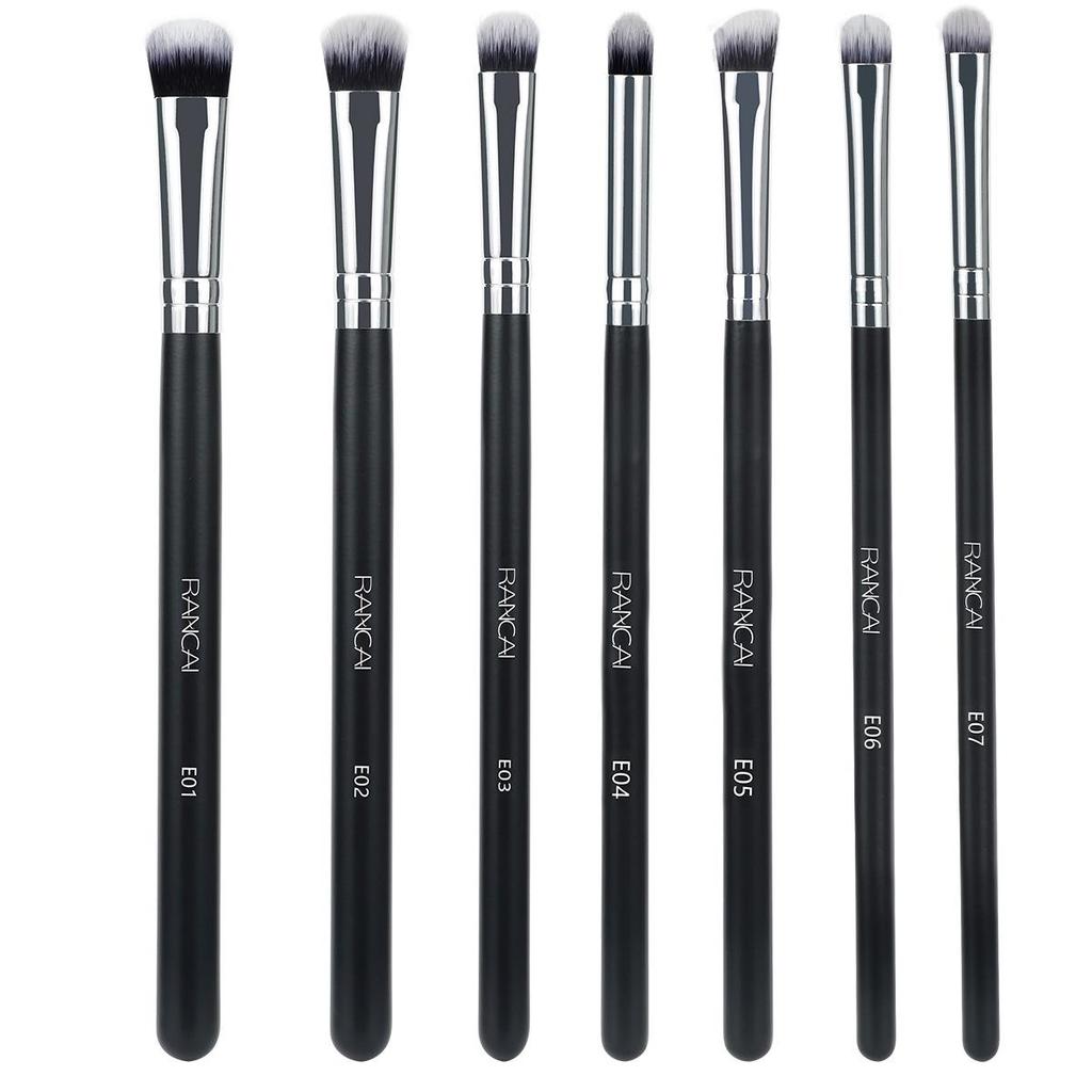 RANCAI 7-częściowy zestaw pędzli do cieni do powiek z czystego końskiego włosia do makijażu smoky