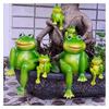 2 Stück/Set Niedliche Harz-Sitzende Frösche Statue Outdoor-Garten-Shop Dekorative Froschskulptur für Zuhause Schreibtisch Garten-Dekoration Ornament