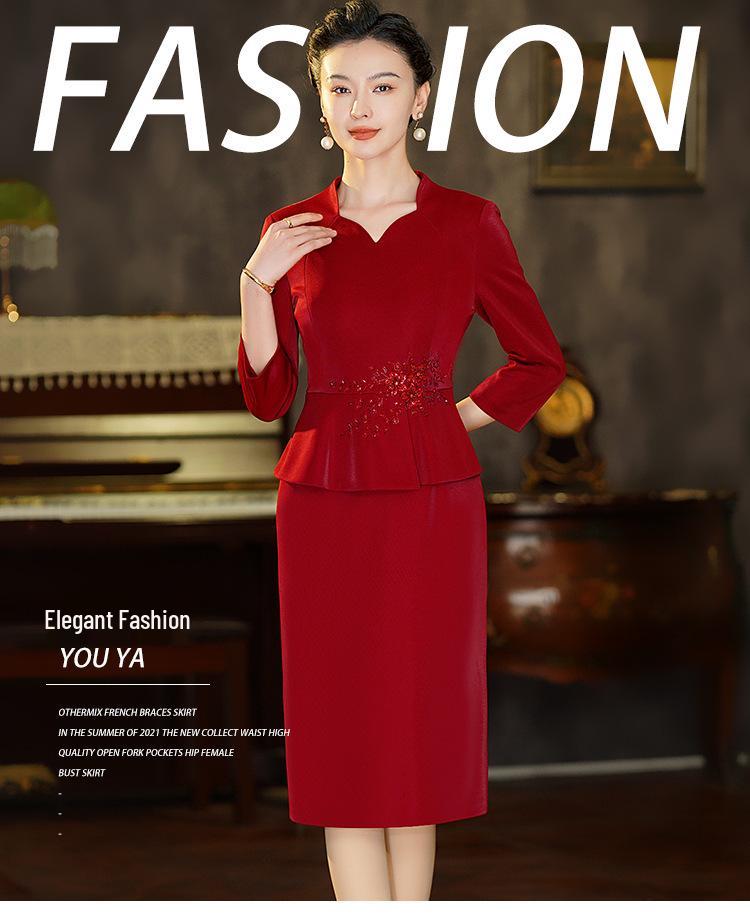 2024 Spring Faux Two-Piece Slimming Dress for Middle-Aged & Young Women, Perfect As a Mother of the Bride/Groom Wedding Guest Dress