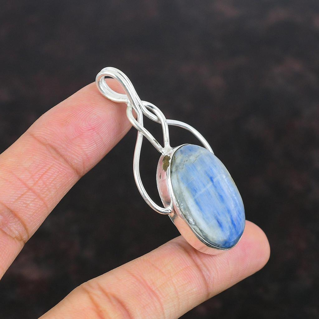 Kyanit Hänge Naturlig Ädelsten Hänge Antika Smycken 925 Sterling Silver Hänge Handgjort Hänge Vackra Kyanit Smycken Bröllopspresent