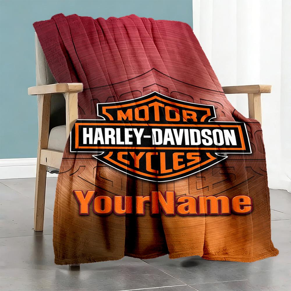 Harley-davidson Motorcycles Personalized Text Blanket Multi-purpose Personalized Blanket Warmthful Decor for Sofa Seaside Bedding Chair