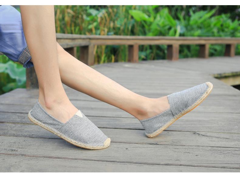 Plus Size Summer Slip-On Espadrilles: Casual Canvas Shoes with Linen Sole & Solid Color Hemp Rope Design