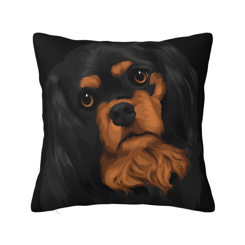 Custom Modern Cavalier King Charles Spaniel Cushion Cover for Sofa Velvet Cartoon Dog Pillow Case Bedroom Decoration