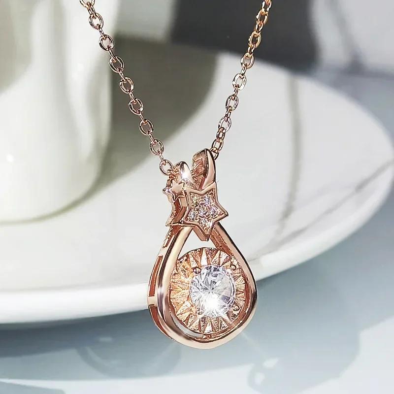 Gift Creative Style Star Shape Pendant Necklace For Women Lovely Neck Jewelry With Brilliant Cubic Zirconia Daily Collocation