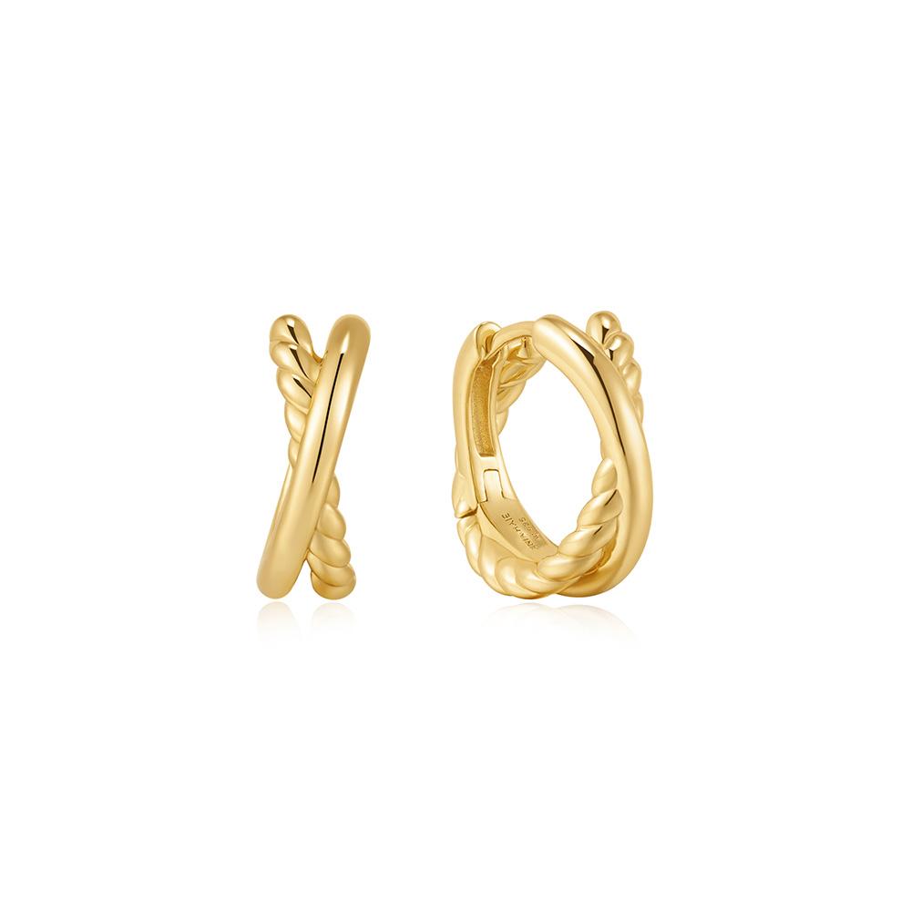 Ania Haie Gold Entwind Dual Hunger Hoop 925 Silver Earrings E072-06G