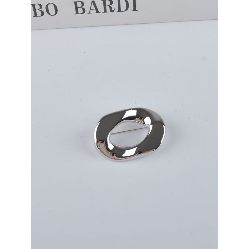 Fashion Minimalist Metal Texture Square Hollow Brooch Ins Style Fashionable All-Matching Sweater Outwear Embellishment Accessories for Women
