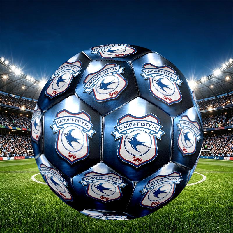Cardiff City FC Print Size 5 Soccer Ball, PU Wear Resistant Football for Match Training and Daily Practice, Birthday Gift for Soccer Fans