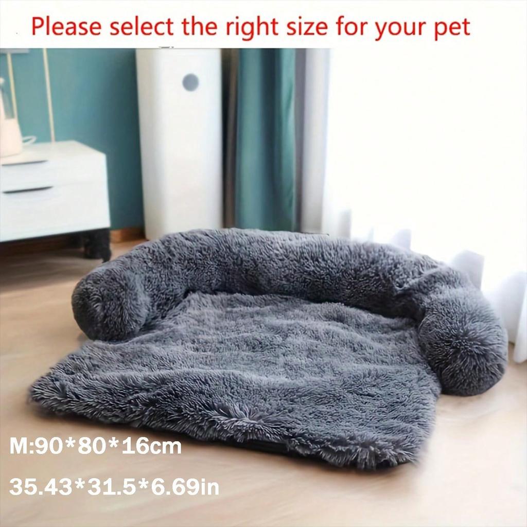 1Pc Plush Dog Bed Soft Dog Cushion Dual Purpose All-In-One Kennel Cushion Pet Sleeping Pad Cushion Sofa Protector Washable