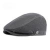 Men's Autumn Winter Warm Flat Cap with Ear Flaps Leather Wool Patchwork Beret Cabbie Ivy Hunting Hat for Middle-Aged Dad Casual Outdoor Cap