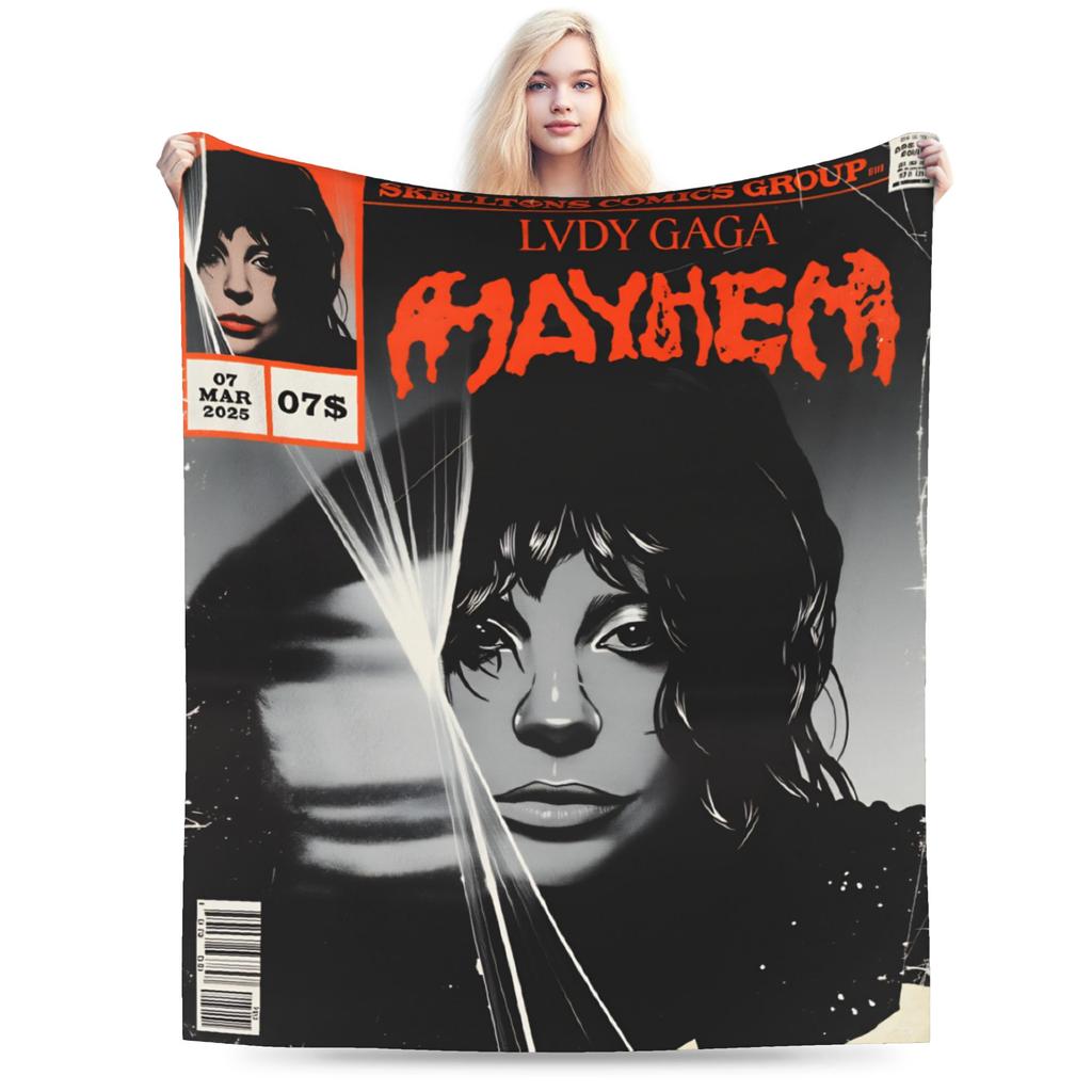 Lady Gaga The Mayhem Ball 2025 UK Tour Blankets  Warm Soft Street Trend Plush Throw Blanket For Girls Boys Bedspread Bed Cover