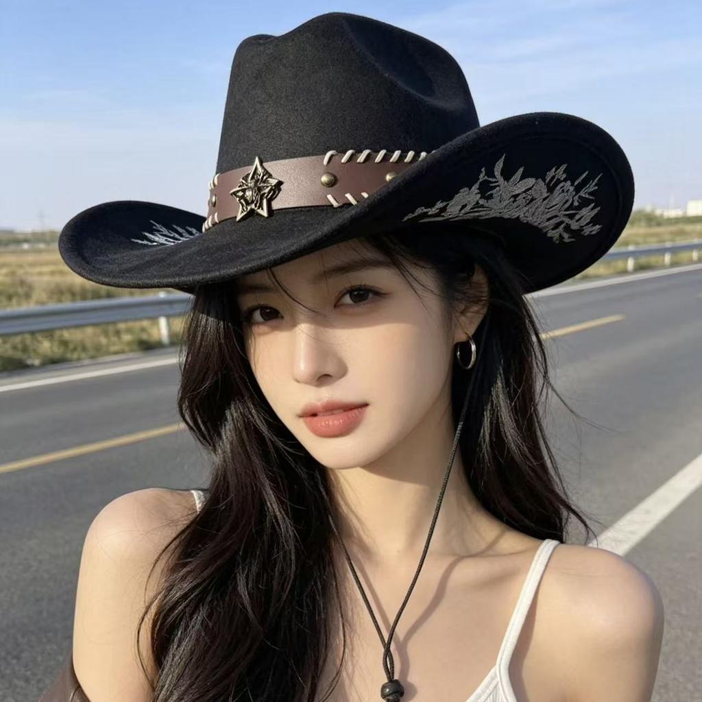 Summer fashion retro European and American style new western cowboy hat women's bull head cowboy hat Internet celebrity explosion jazz hat