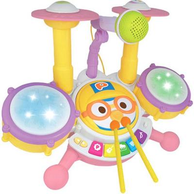 Gina World Singing Pororo Mini Drum Musical Instrument Play Set, Mixed Colors, Korean Popular Toys