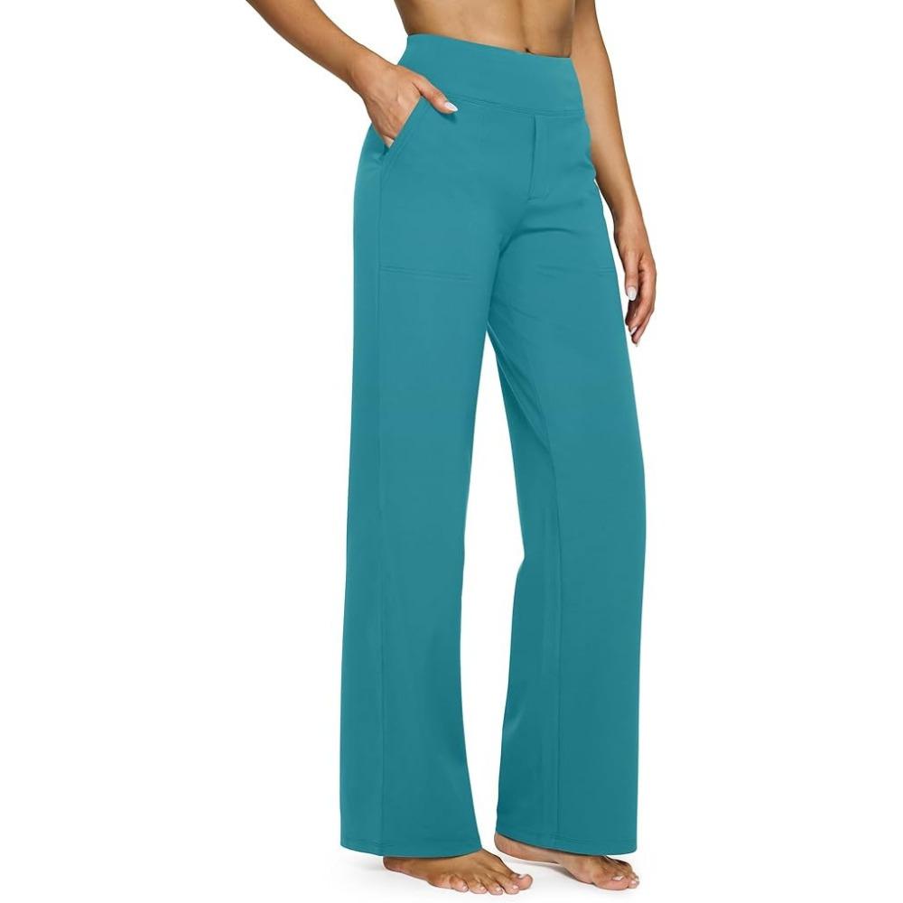 Pantaloni Casual a Vita Alta Gamba Dritta Tasche Ampie Pantaloni Yoga Donna Vestibilità Rilassata Pantaloni Sportivi