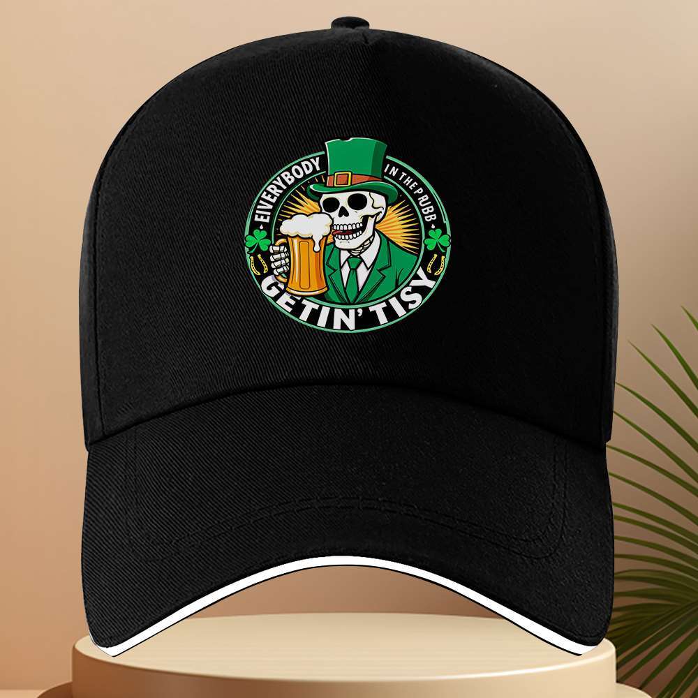Skeleton Leprechaun St Patricks Day Baseball Cap Funny Drinking Skull Adjustable Polyester Hat Casual