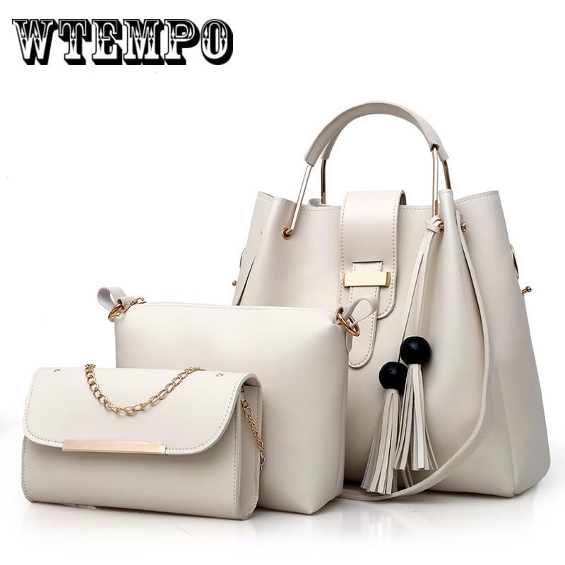 

Модные трендовые сумки из трех частей, повседневная сумка, простая сумочка с кисточками, сумка через плечо （3pcs）