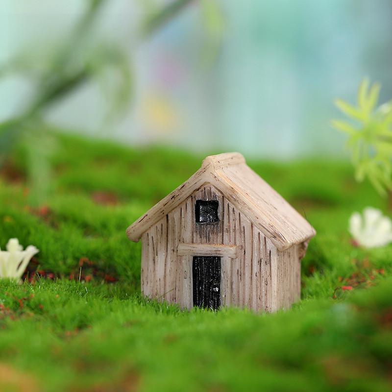 Adorable Resin Moss Micro Landscape Decor Wooden House Cute Diy Craft Ornament