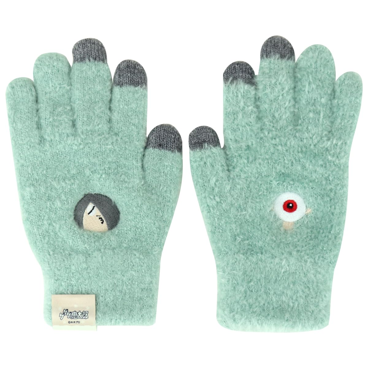 

[Yokaisha] Gegege no Kitaro Smartphone Compatible Embroidered Gloves (Green (Kitaro & Medama Oyaji))