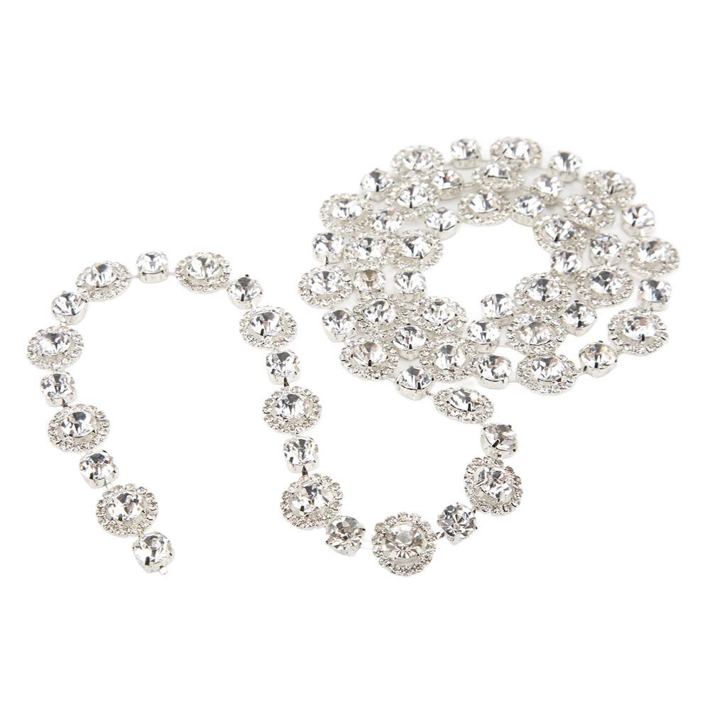 1pcs Glass Crystal Rhinestone Chain Trim 1 Yard Length Crystal Applique Trim  For Garment Decoration