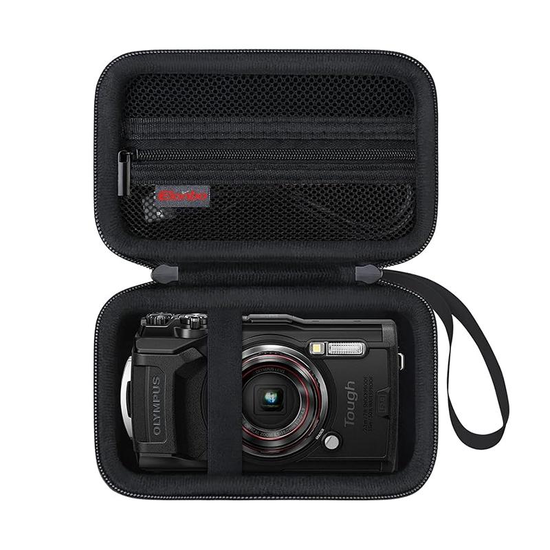 Сумки для фотокамер, Прочный водонепроницаемый чехол для камеры OM System TG-7/TG-6, Прочный водонепроницаемый ударопрочный чехол для хранения цифровой камеры с поддержкой WiFi 4K Video, Дорожная сумка чёрный