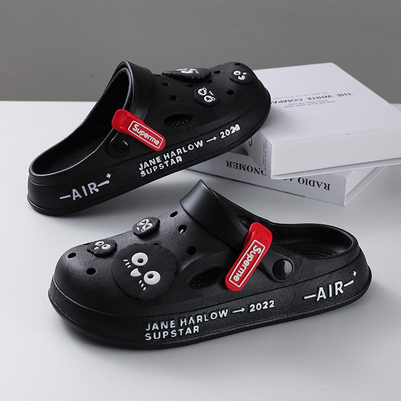 Hole Shoes Men's New Year Couple Platform Slippers Bag Head Sandals Non-slip Casual Soft-soled Beach Shoes Men