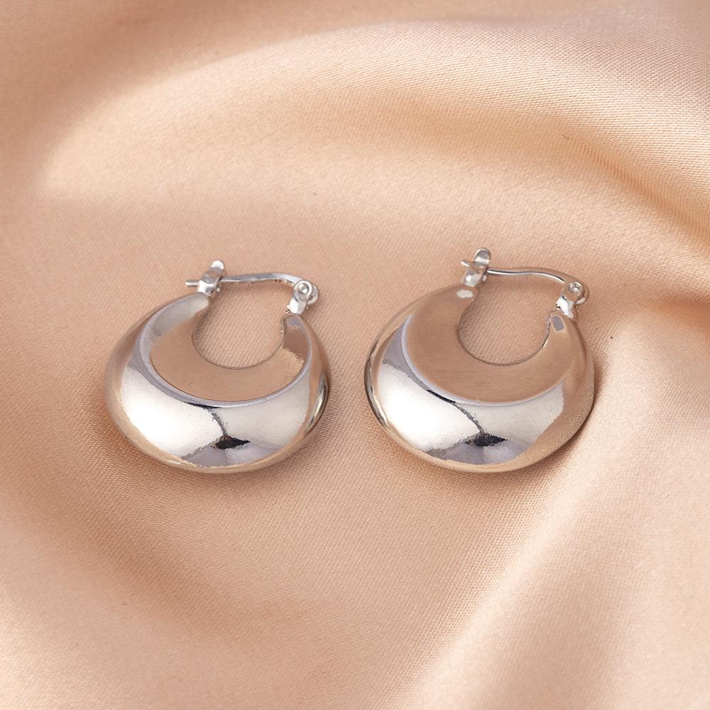 18K Gold-Plated Irregular Oval Metal Texture Women's Earrings