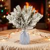 10/20/30Pcs Artificial Snowy Pine Branch 5 Fork Faux Greenery Stem Fake Plants Pick Xmas Holiday Wedding Party Home Decoration