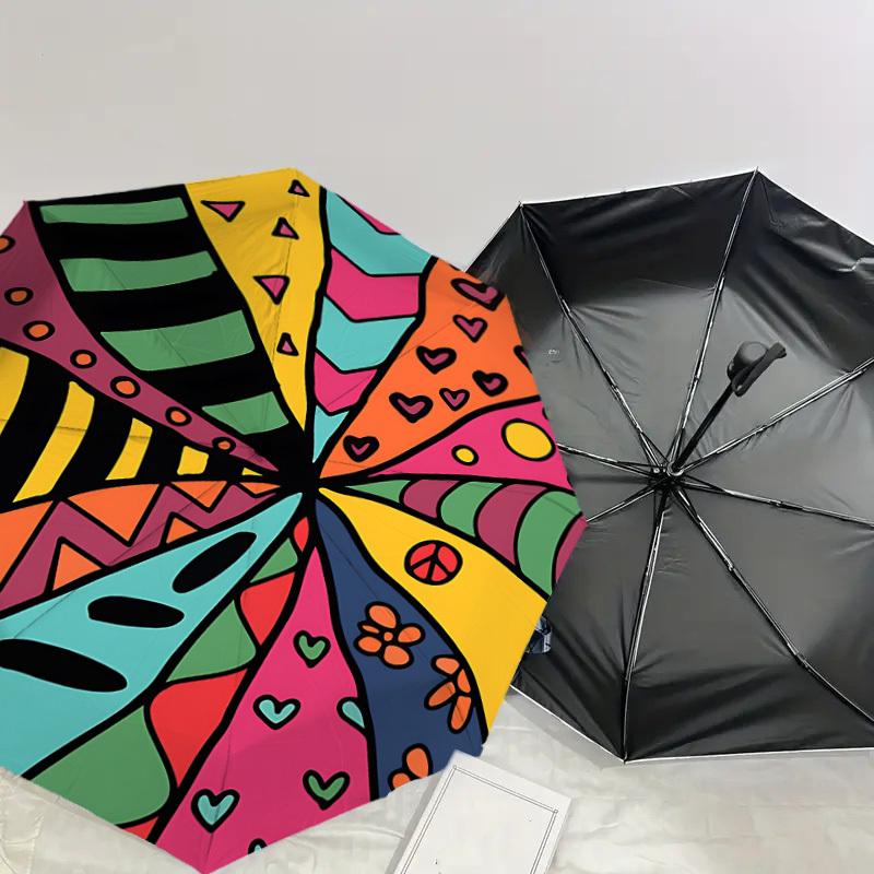 1pc pattern shapes Automatic Open/Close Umbrella with Windproof, 8-Rib Sturdy Canopy, Durable Ribs, Fashionable Design1253A